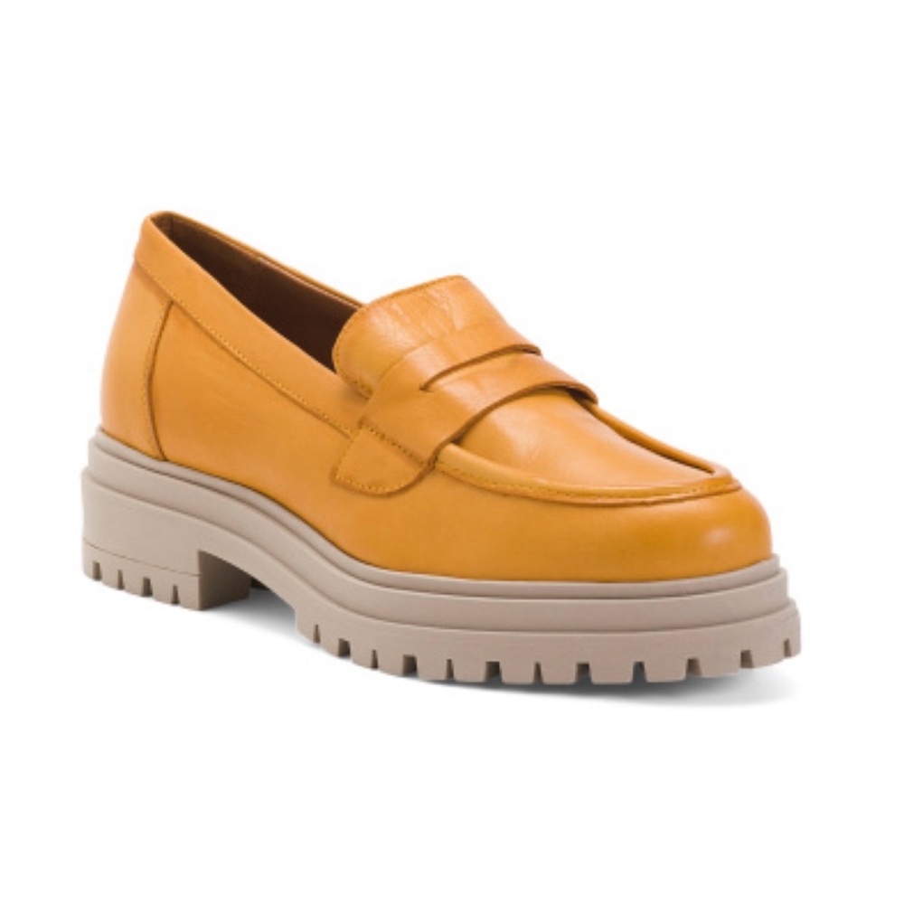SZ 38 Miz Mooz Leather Legend Lug Sole Loafers - Never Worn - Made in Portugal